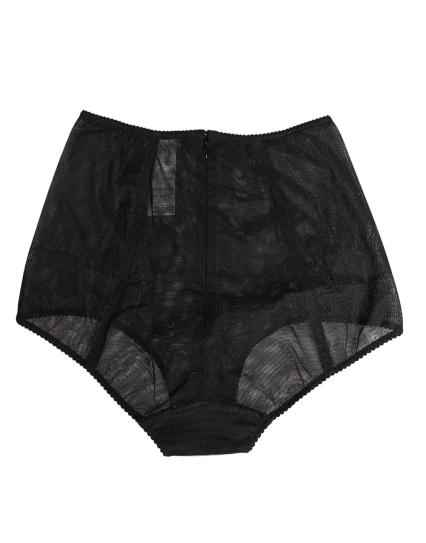 Dolce & Gabbana – Transparente Shapewear-Unterwäsche aus schwarzem Netzstoff mit hoher Taille