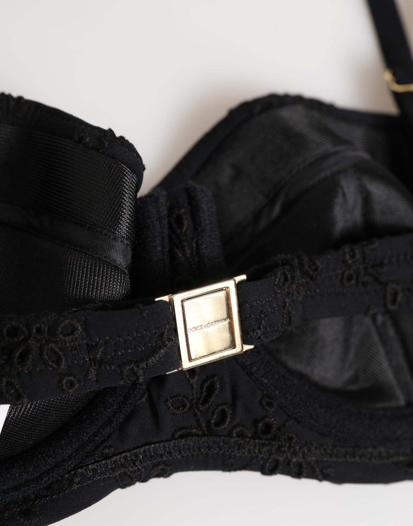 Dolce & Gabbana – Schwarze, bestickte Bügel-BH-Unterwäsche aus Polyester