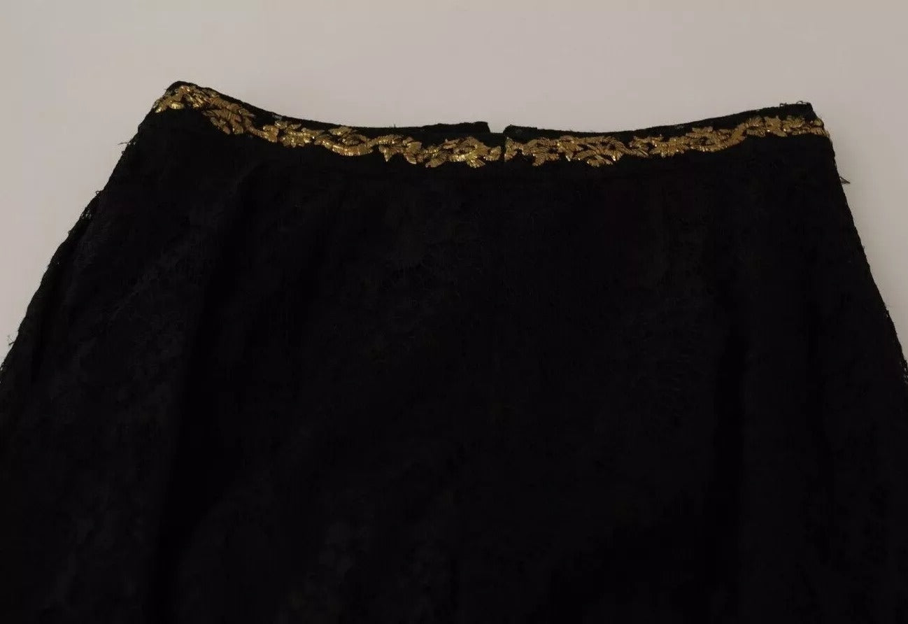 Dolce & Gabbana Schwarze Spitze Gold Barock SPEZIALSTÜCK Shorts