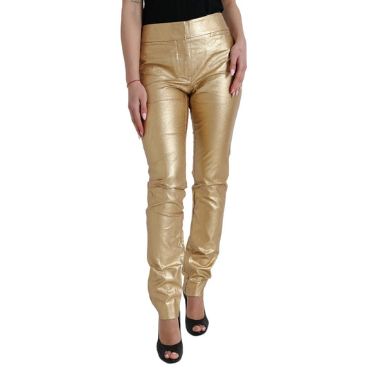 Dolce & Gabbana Gold High Waist Skinny Damen Metallic-Hose