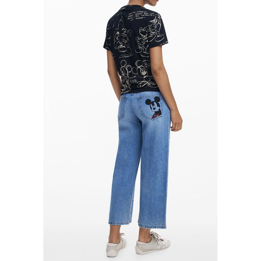 Desigual Schwarzes Baumwoll-T-Shirt für Damen