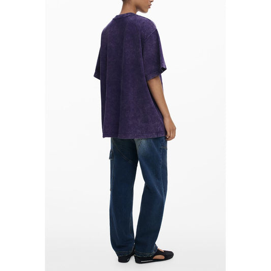 Desigual Lila Baumwoll-T-Shirt für Damen