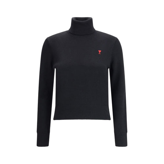Ami Paris Schwarzer Rollkragenpullover aus Merinowolle