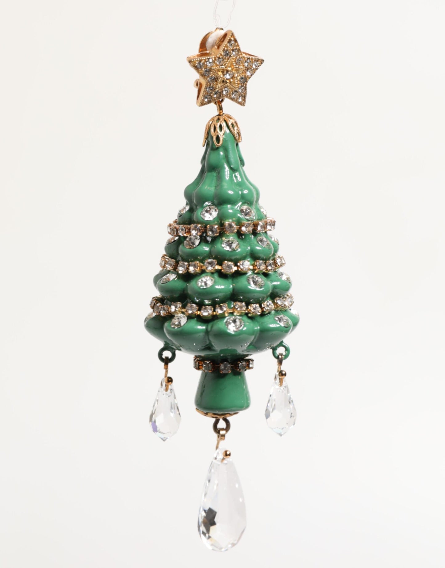 Dolce & Gabbana Ohrringe aus goldenem Messing mit mehrfarbigem Weihnachtsbaum