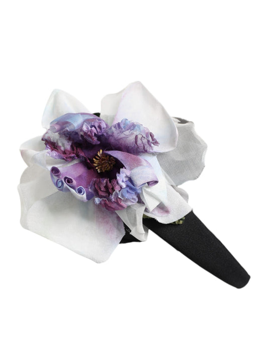 Dolce & Gabbana – Haarreif mit Blumenapplikation in Schwarz, Grün, Lila und Weiß