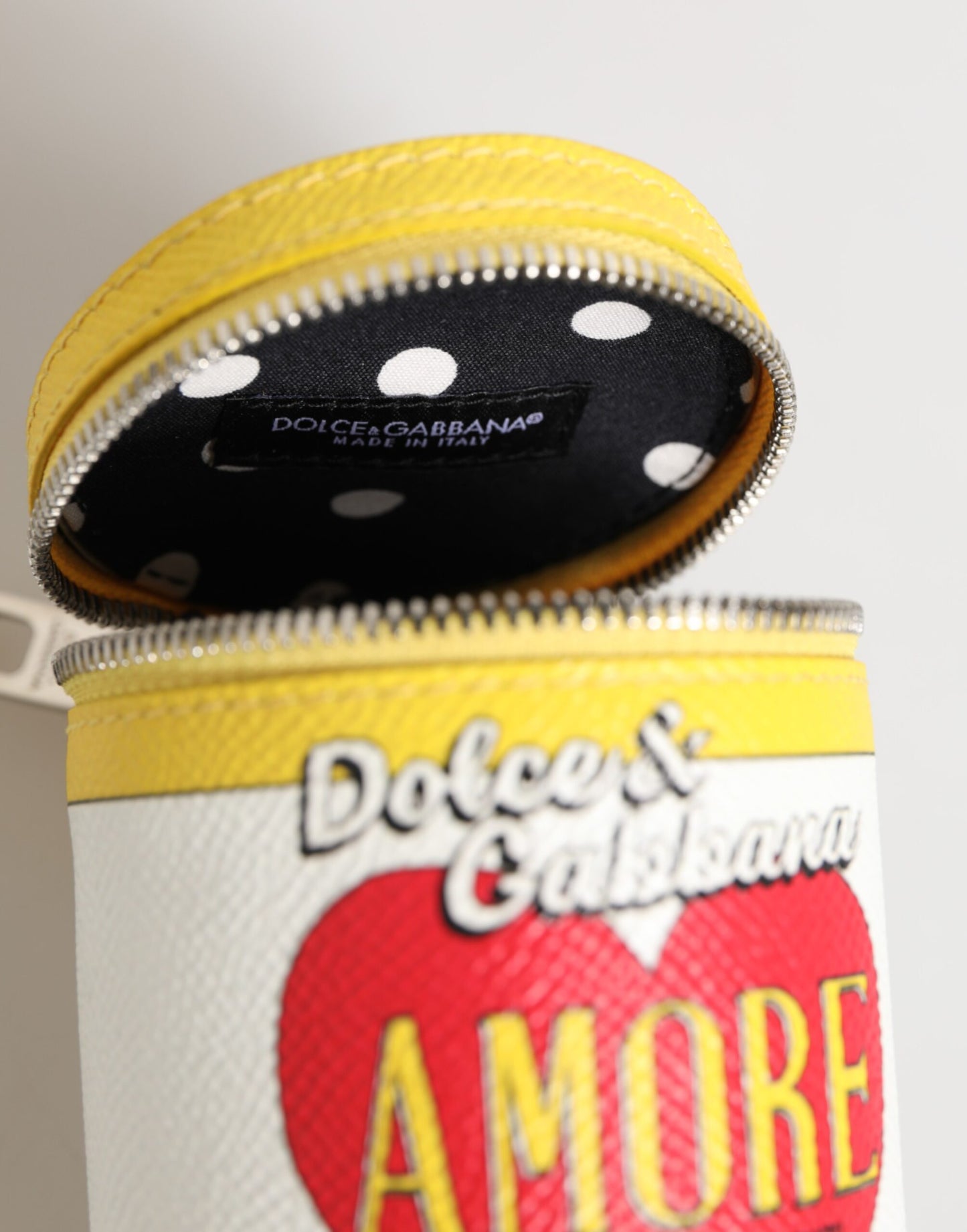 Dolce & Gabbana Amore Leder Gelb Taschenanhänger Münzetui Schlüsselanhänger
