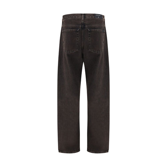 7FOR Black Cotton Straight-Leg Jeans