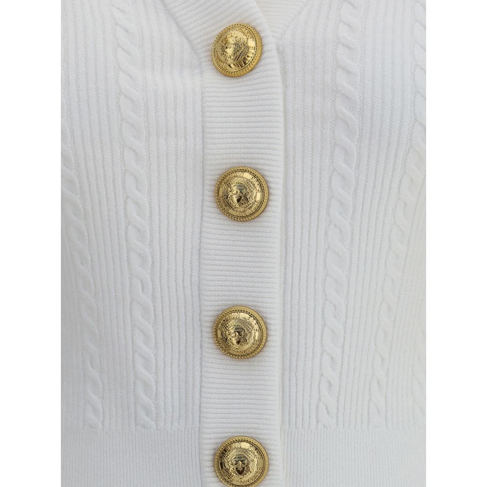 Balmain Weiße Viskose-Strickjacke