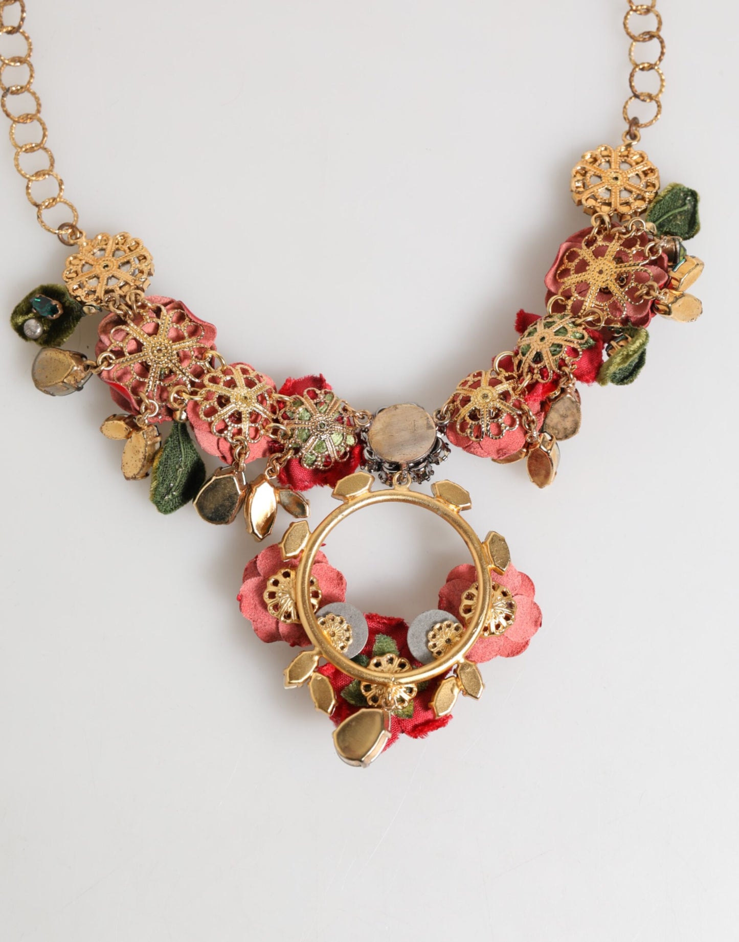 Dolce & Gabbana – Statement-Halskette mit roten Rosen und Blumenkristallen