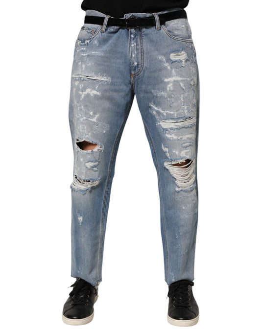 Dolce & Gabbana – Blaue Jeans im Used-Look mit Rissen