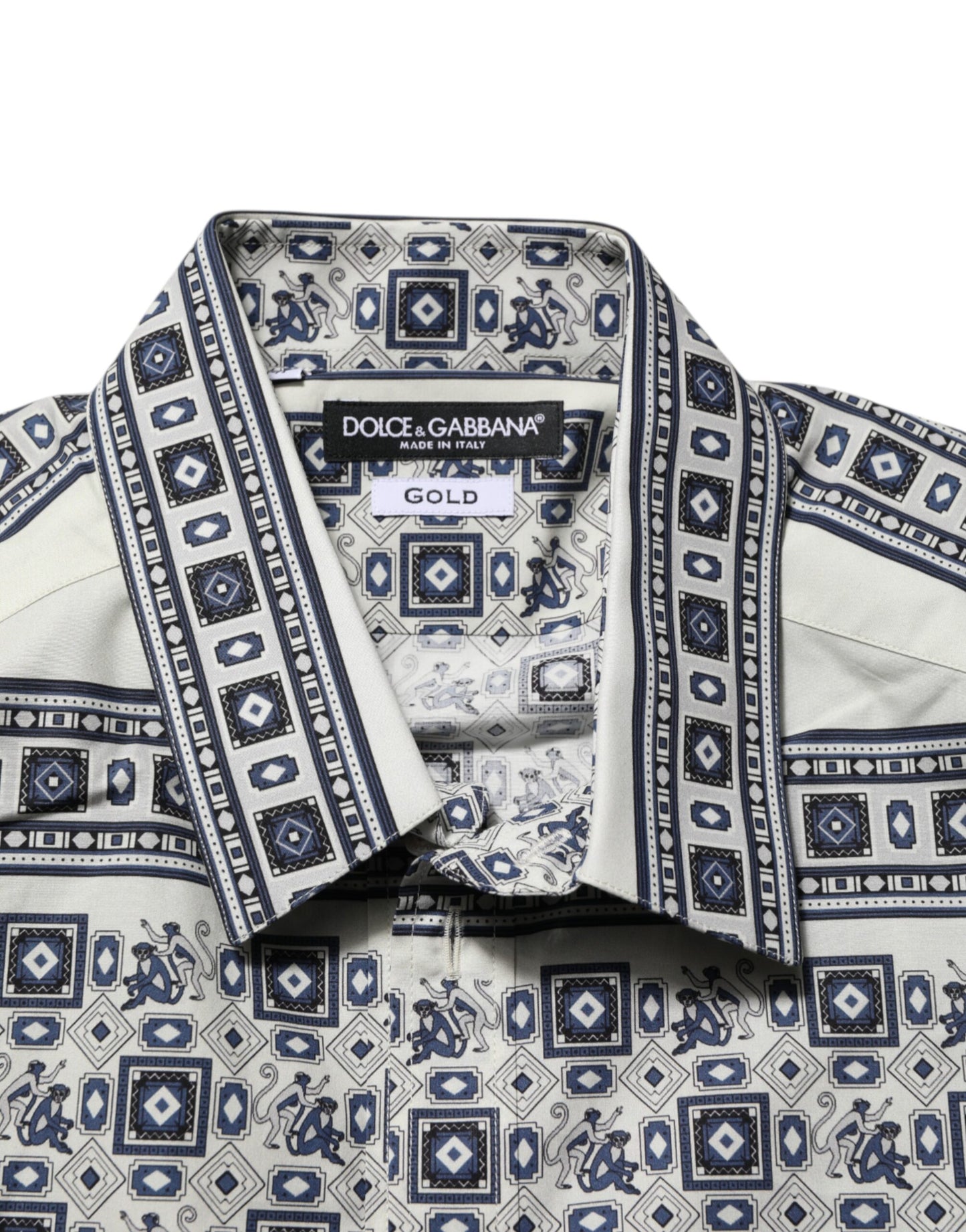 Dolce & Gabbana – Mehrfarbiges Hemd mit Affenkrawatten-Print in Gold