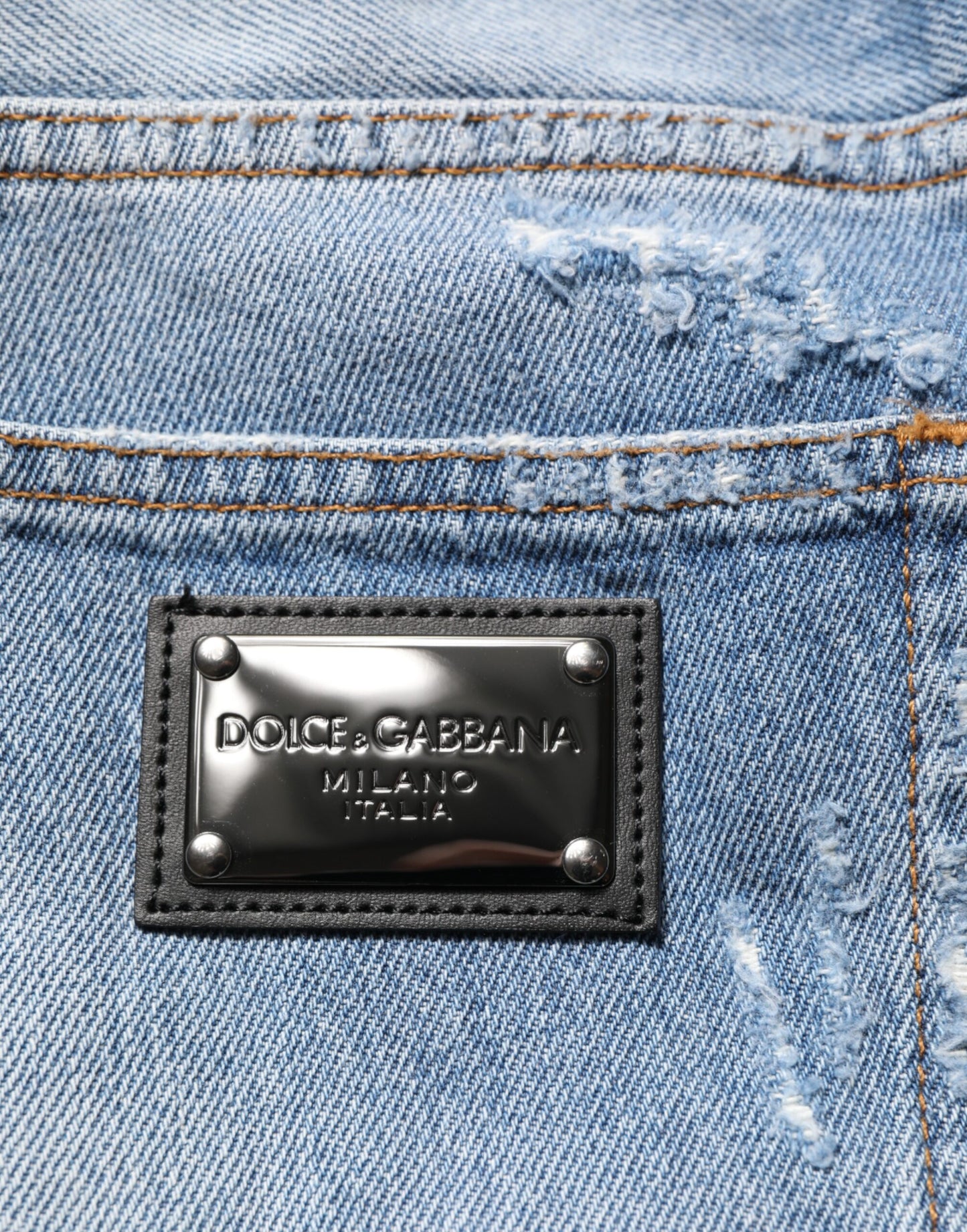 Dolce & Gabbana – Blaue Jeans im Used-Look mit Rissen