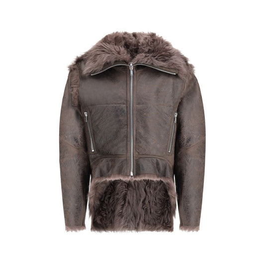 Rick Owens Bikerjacke aus braunem Lammnappa-Leder