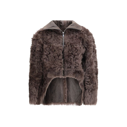 Rick Owens Bikerjacke aus braunem Lammnappa-Leder