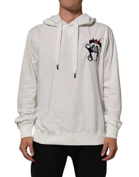 Dolce & Gabbana – Sweatshirt mit Kapuze und Panda-Print aus Baumwolle in Off-White