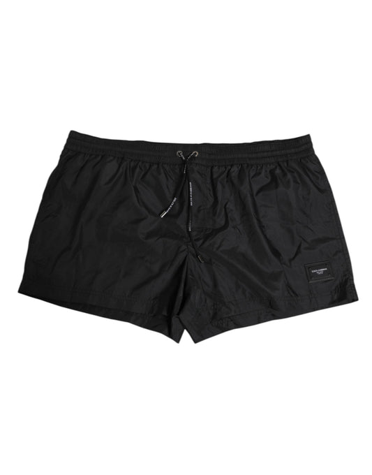 Dolce & Gabbana Schwarze Strandshorts aus Polyester mit Logo