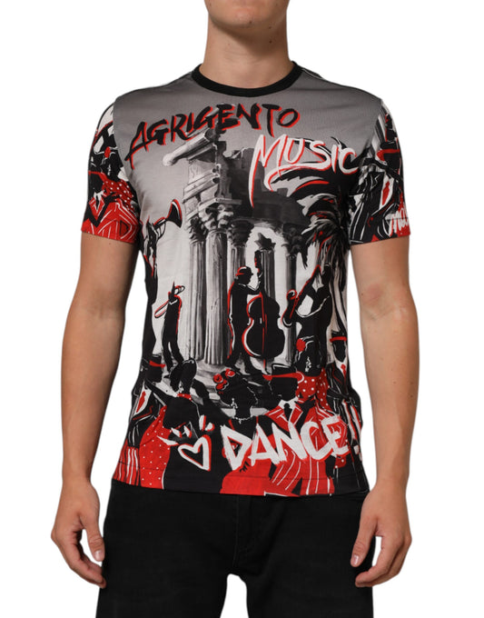 Dolce & Gabbana – Mehrfarbiges T-Shirt mit Agrigento Dance-Jazz-Musik-Print