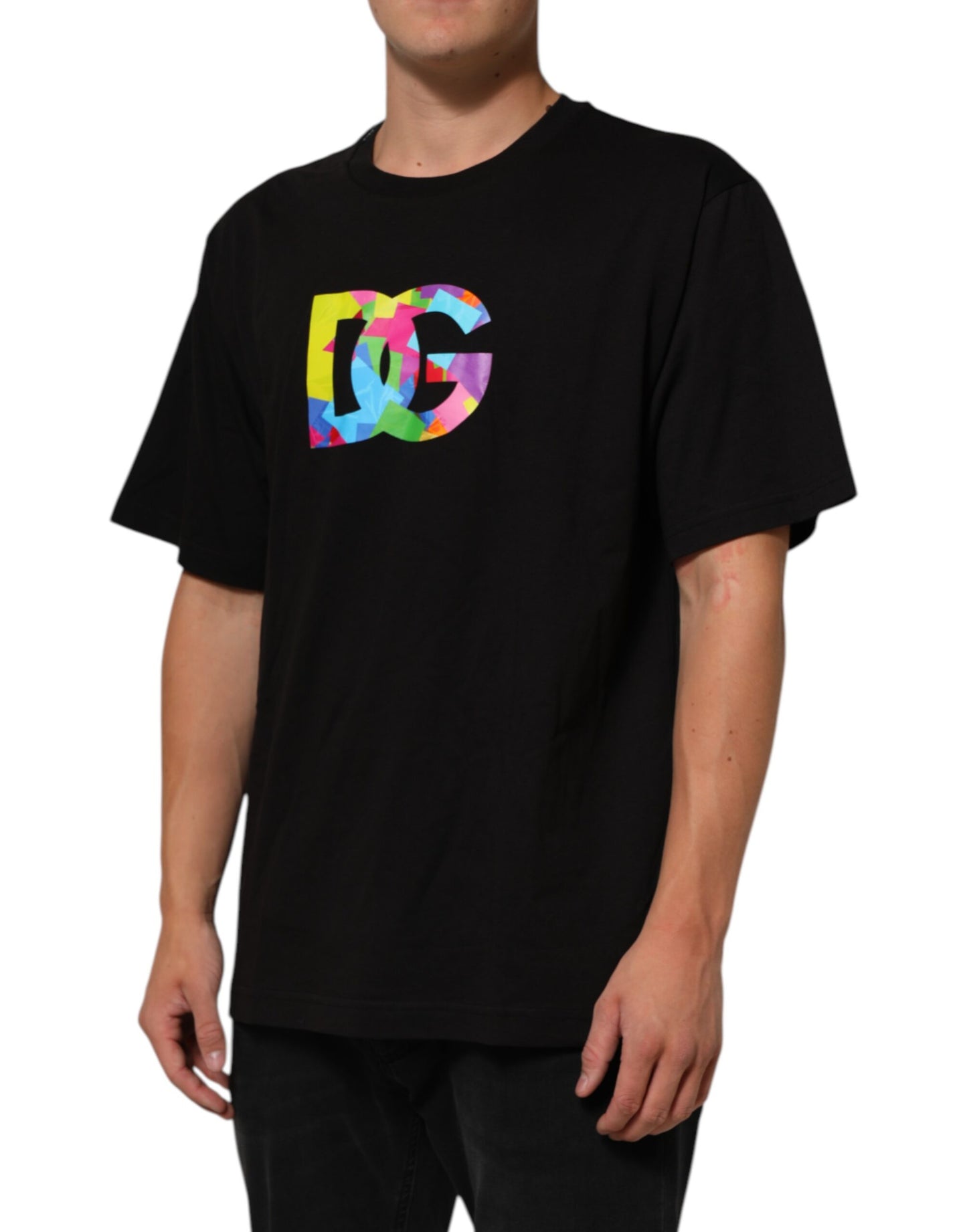 Dolce & Gabbana – Schwarzes Baumwoll-T-Shirt mit Rundhalsausschnitt und Logo-Print