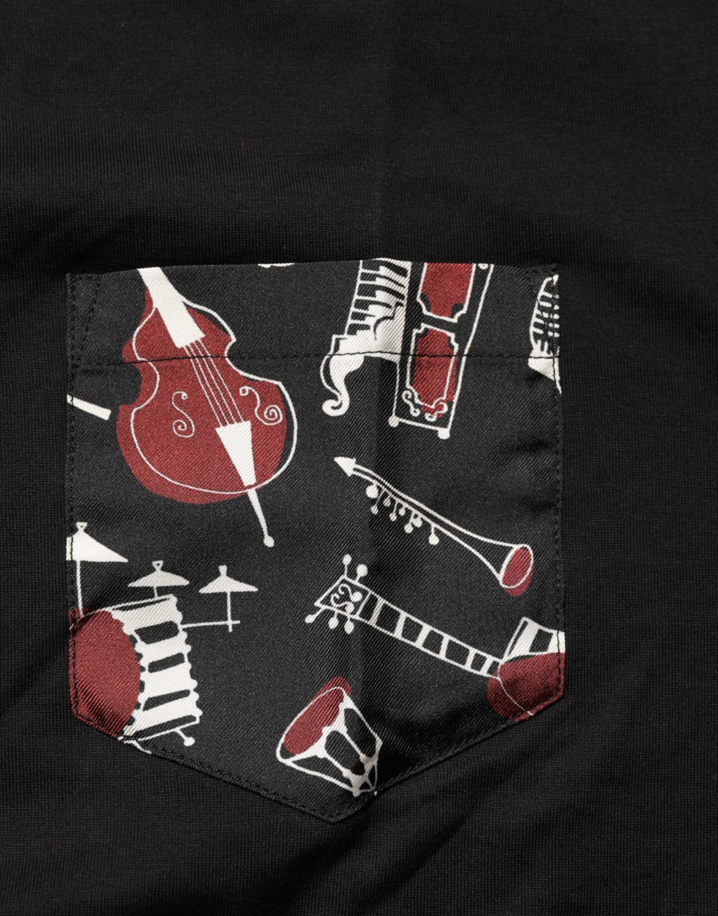 Dolce & Gabbana Schwarzes Baumwoll-T-Shirt mit Rundhalsausschnitt und Musikdruck