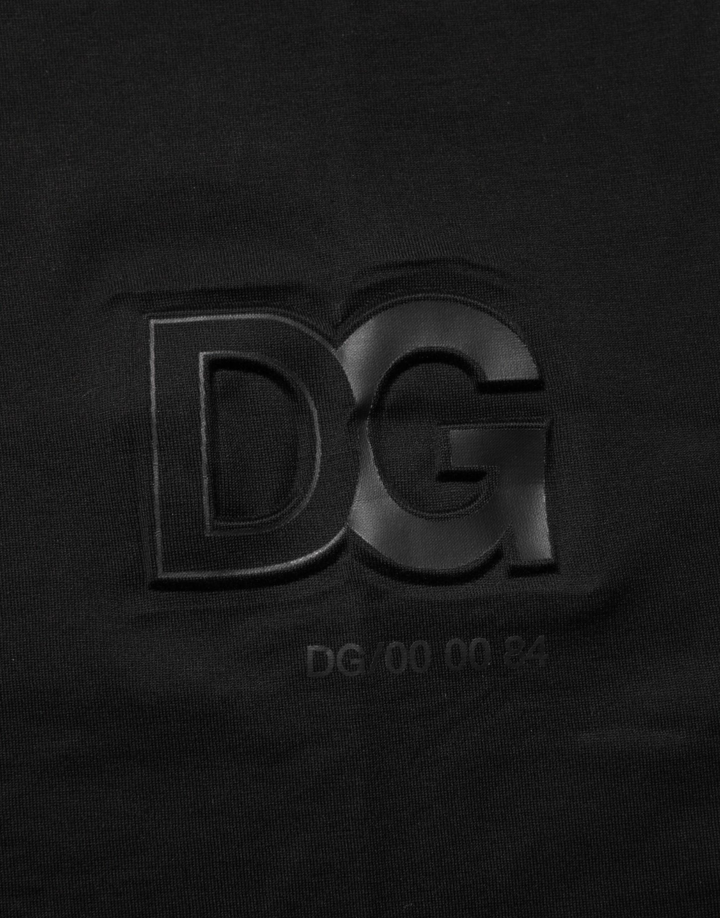 Dolce & Gabbana – Schwarzes T-Shirt aus Baumwolle mit Logo-Patch und Rundhalsausschnitt für Herren