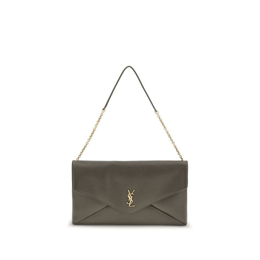 Saint Laurent Grüne Lammschultertasche aus Ovis Aries Leder