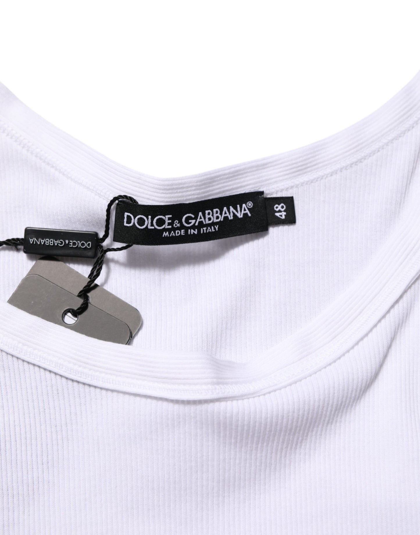 Dolce & Gabbana – Weißes ärmelloses Tanktop mit Rundhalsausschnitt