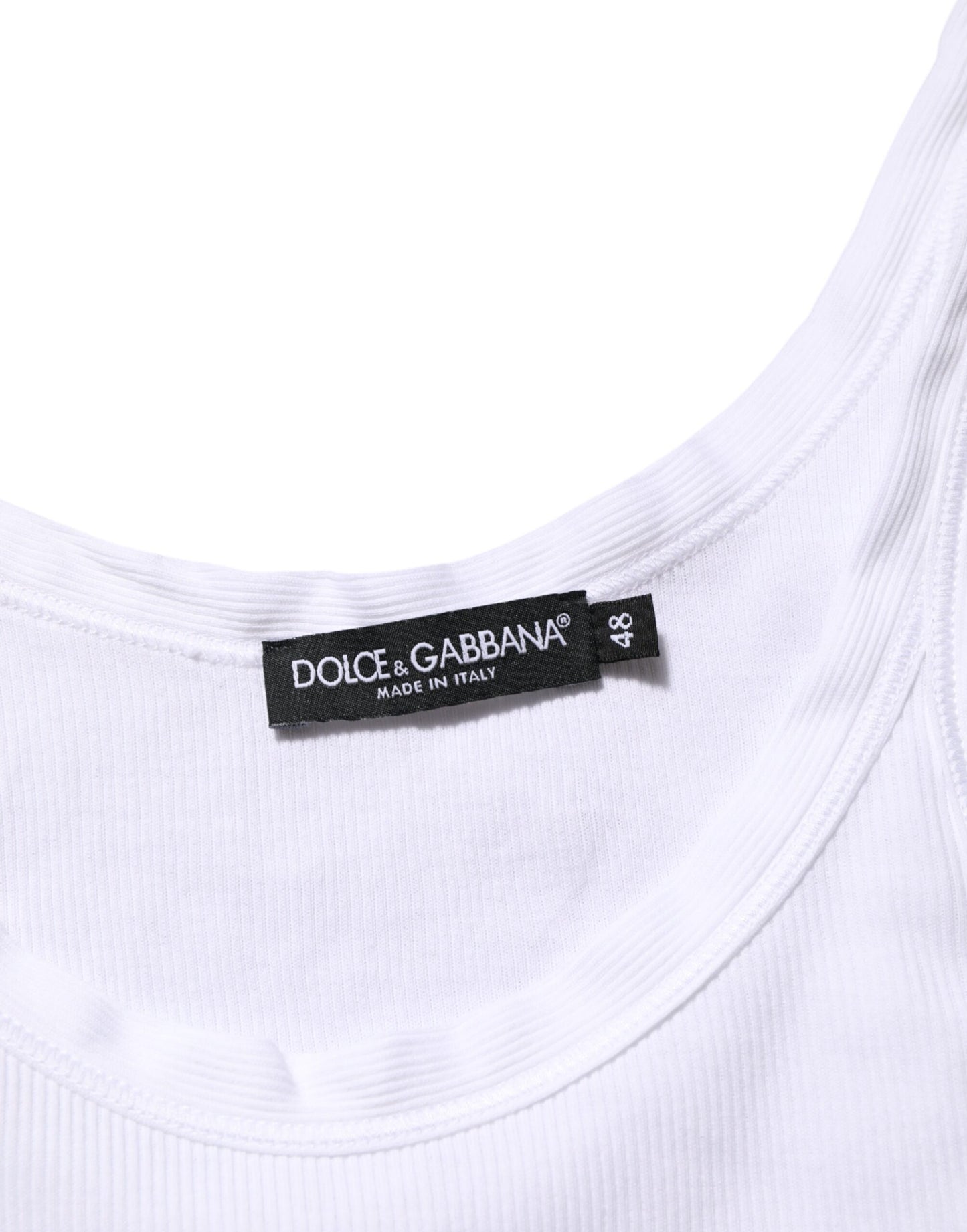 Dolce & Gabbana – Weißes ärmelloses Tanktop mit Rundhalsausschnitt