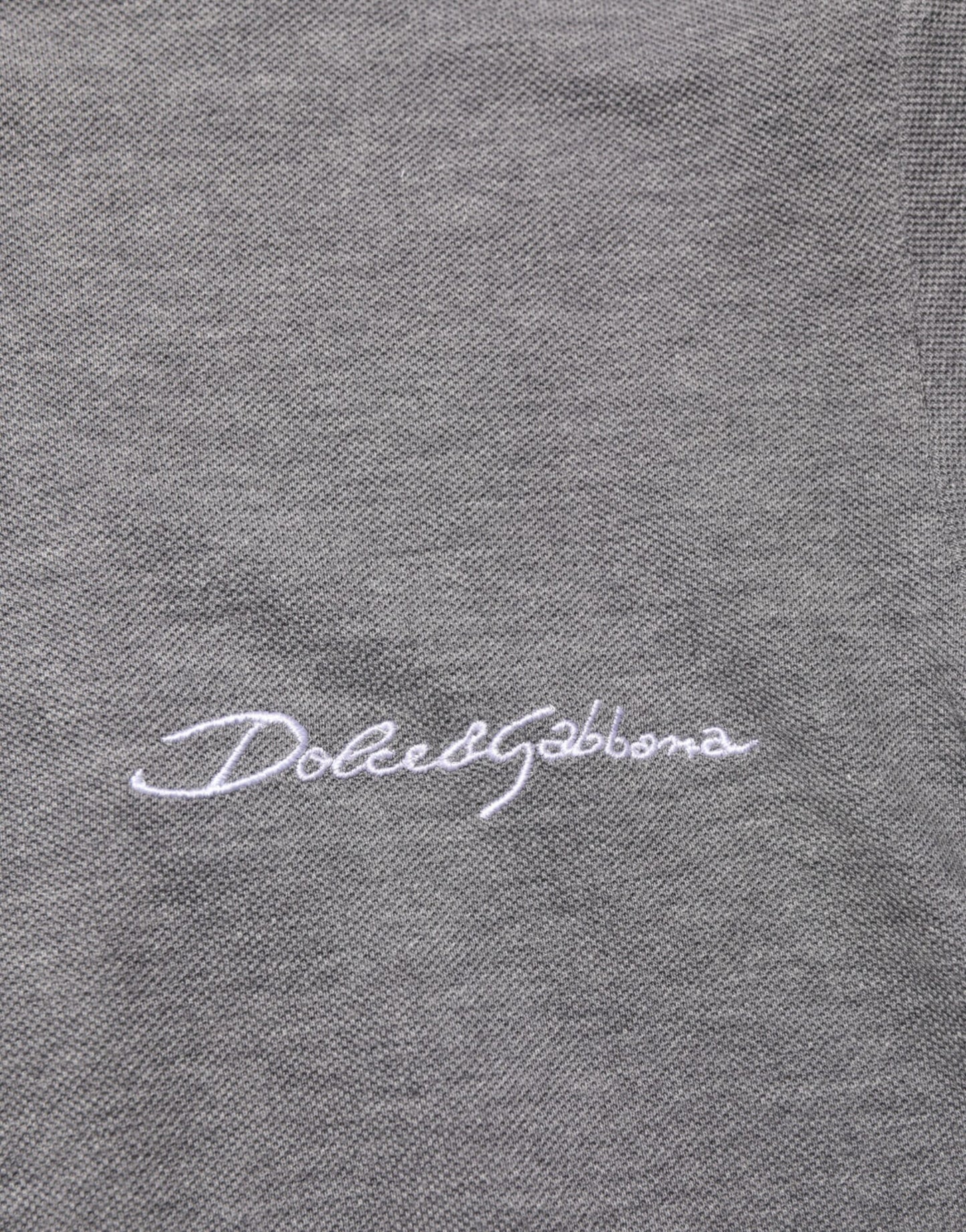 Dolce & Gabbana – Graues Poloshirt mit Logo-Stickerei und Kragen