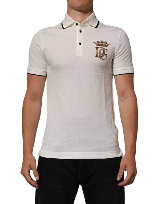 Dolce & Gabbana – Weißes Poloshirt aus Baumwolle mit Logostickerei