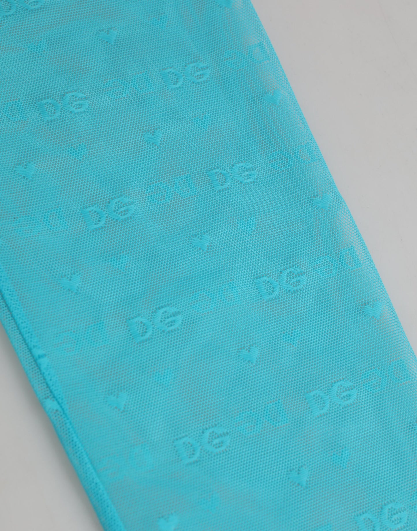 Dolce & Gabbana Hellblaue Nylon-Leggings mit Logo und Spitze, Unterwäsche