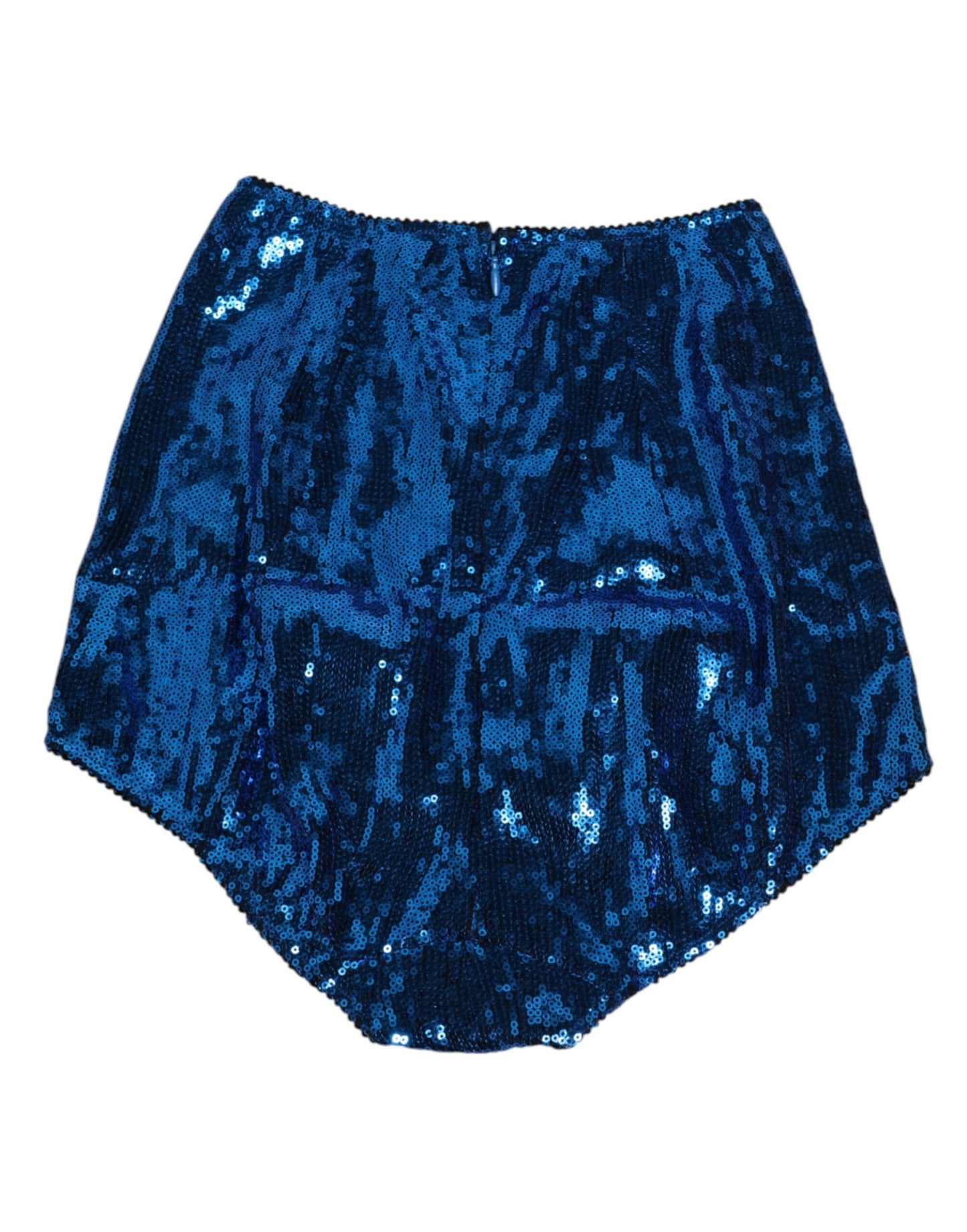 Dolce & Gabbana – Blaue, mit Pailletten verzierte Hüftmieder-Unterwäsche mit hoher Taille