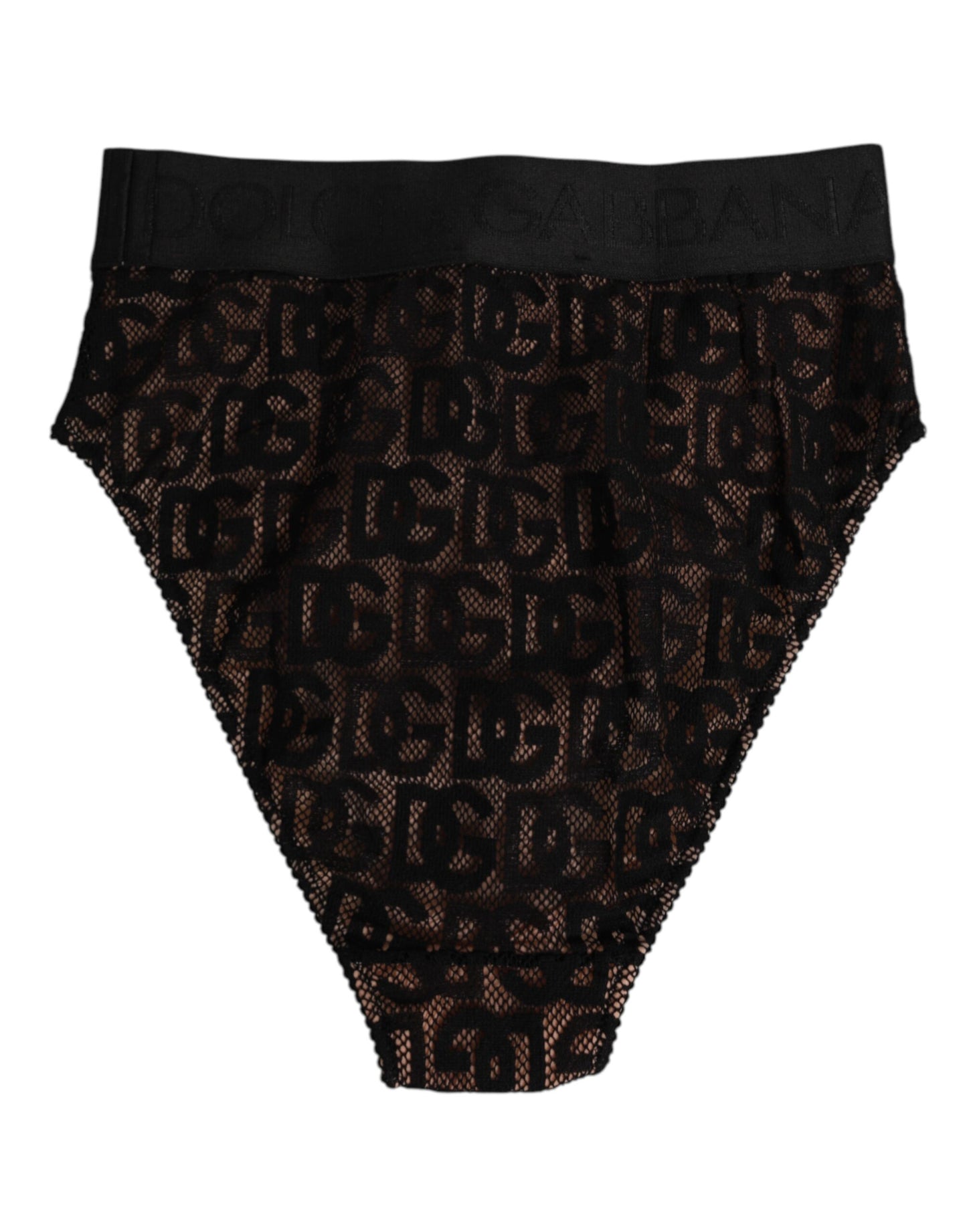 Dolce & Gabbana – Schwarze Slip-Unterhose aus Spitze mit DG-Logo