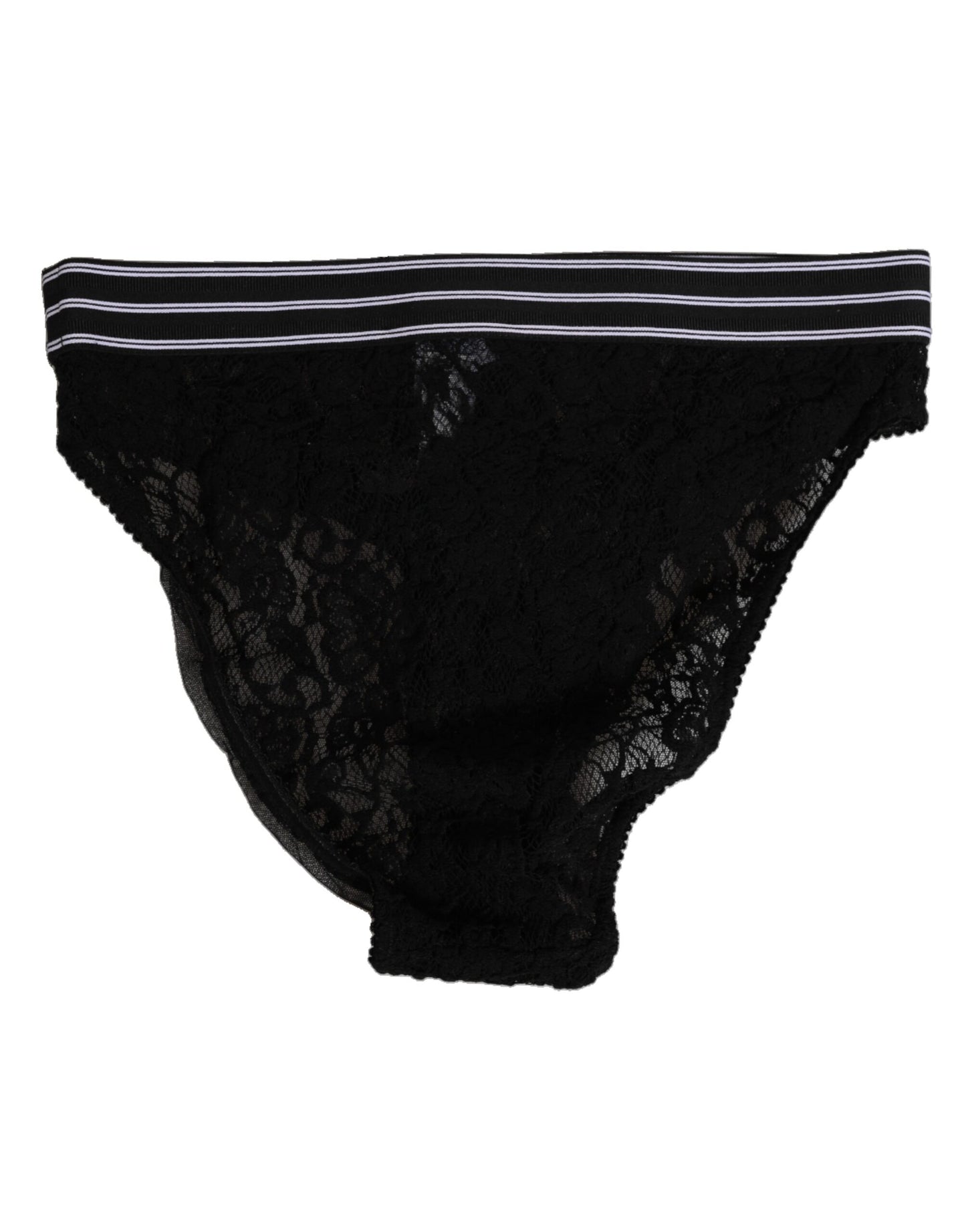 Dolce & Gabbana – Schwarze Slip-Unterhose aus Spitze mit Logobund