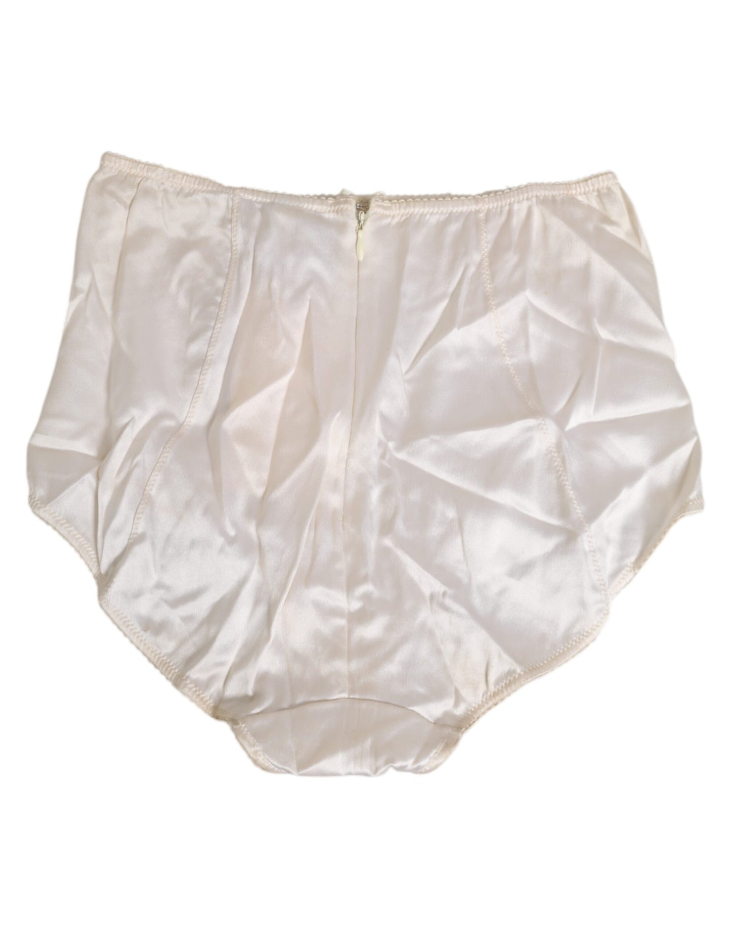 Dolce & Gabbana – Hoch taillierte Miederhose aus Seide in Off-White