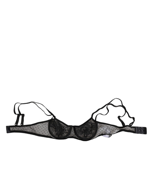 Dolce & Gabbana – Balconette-BH mit Bügel und Blumenmuster in Schwarz