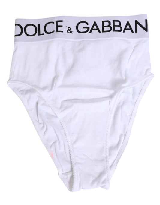 Dolce & Gabbana – Weiße Slip-Unterhose aus Baumwollstretch mit hoher Taille