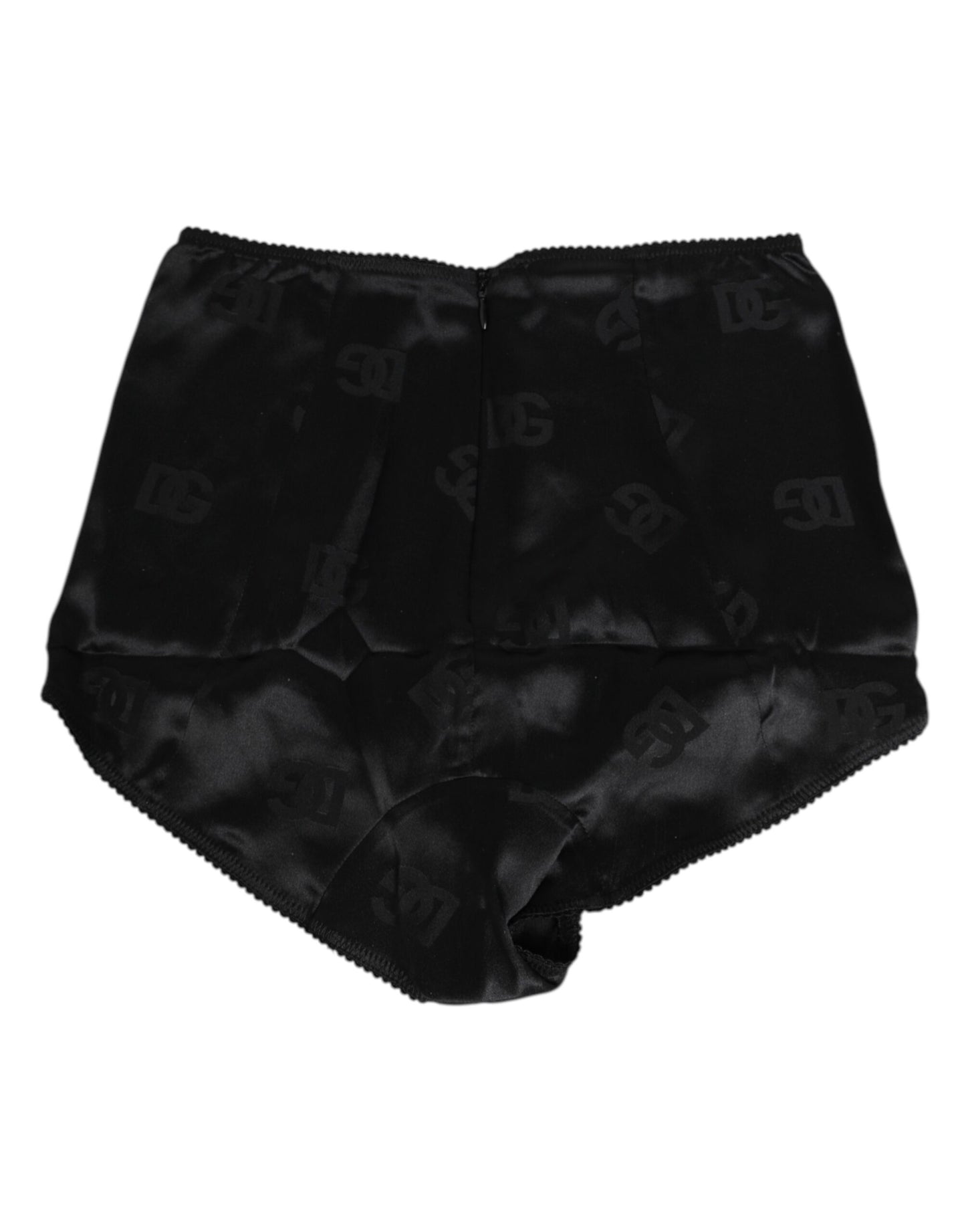 Dolce & Gabbana – Schwarze, hoch taillierte Miederhose aus Stretch-Seide