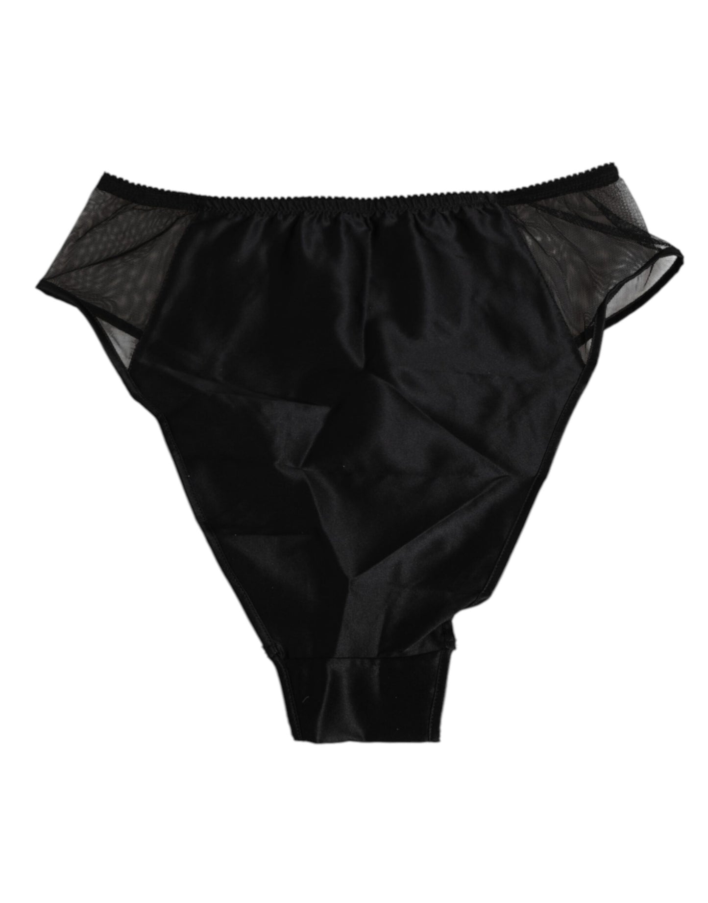 Dolce & Gabbana – Schwarze Stretch-Höschenunterwäsche aus Seide mit hoher Taille