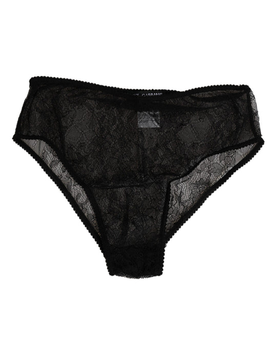 Dolce & Gabbana – Schwarze Nylon-Stretch-Höschen mit hoher Taille