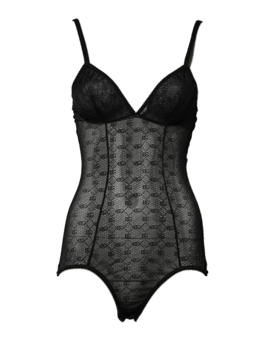 Dolce & Gabbana Schwarzer Nylon-Stretch-Bodysuit, Dessous, Unterwäsche