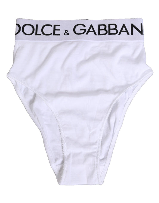 Dolce & Gabbana – Weiße Slip-Unterhose aus Baumwollstretch mit hoher Taille