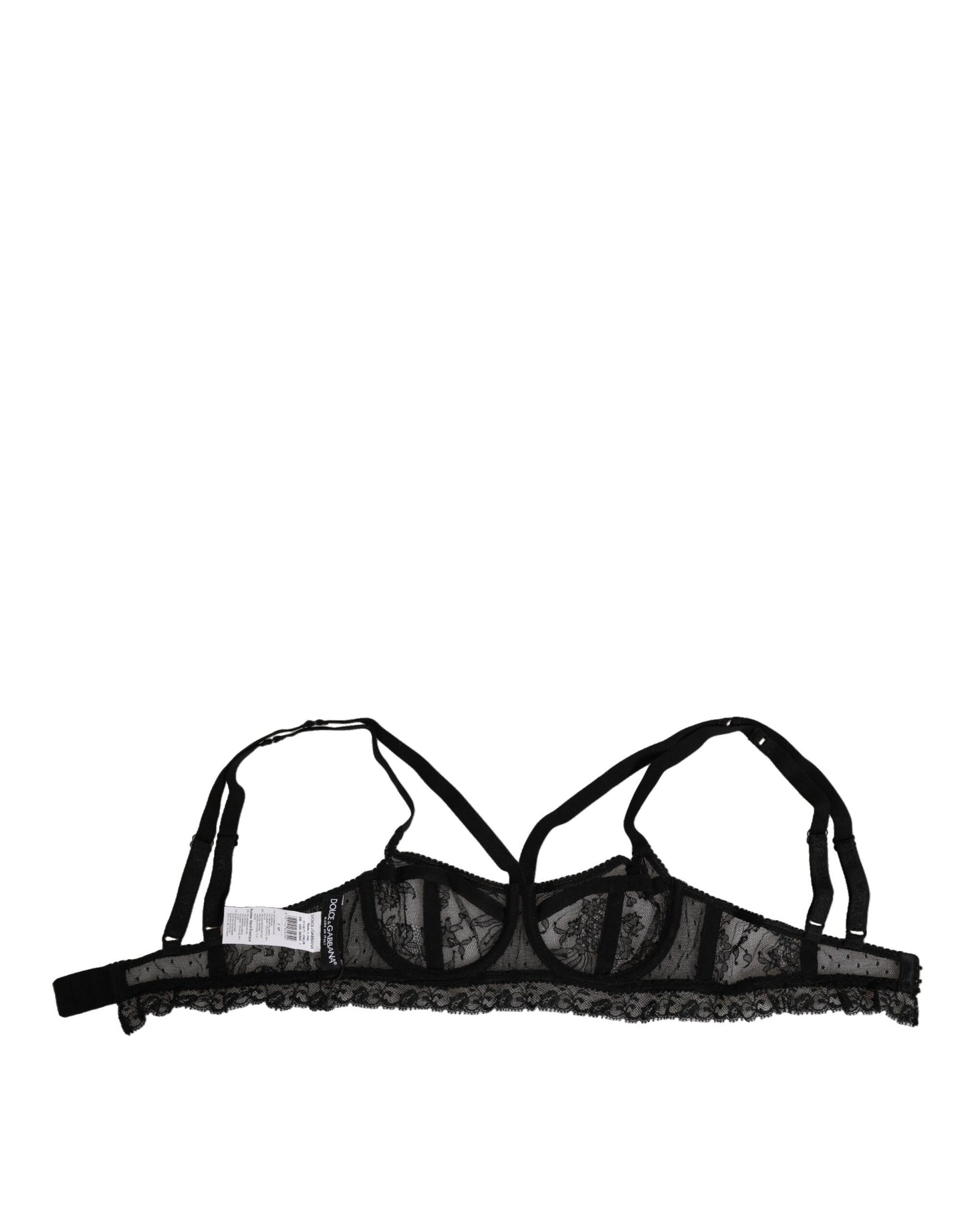 Dolce & Gabbana – Balconcino-BH aus Nylon mit Blumenspitze in Schwarz