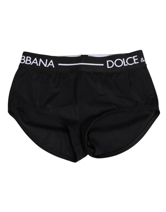 Dolce & Gabbana – Schwarze Nylon-Shorts mit Logobund