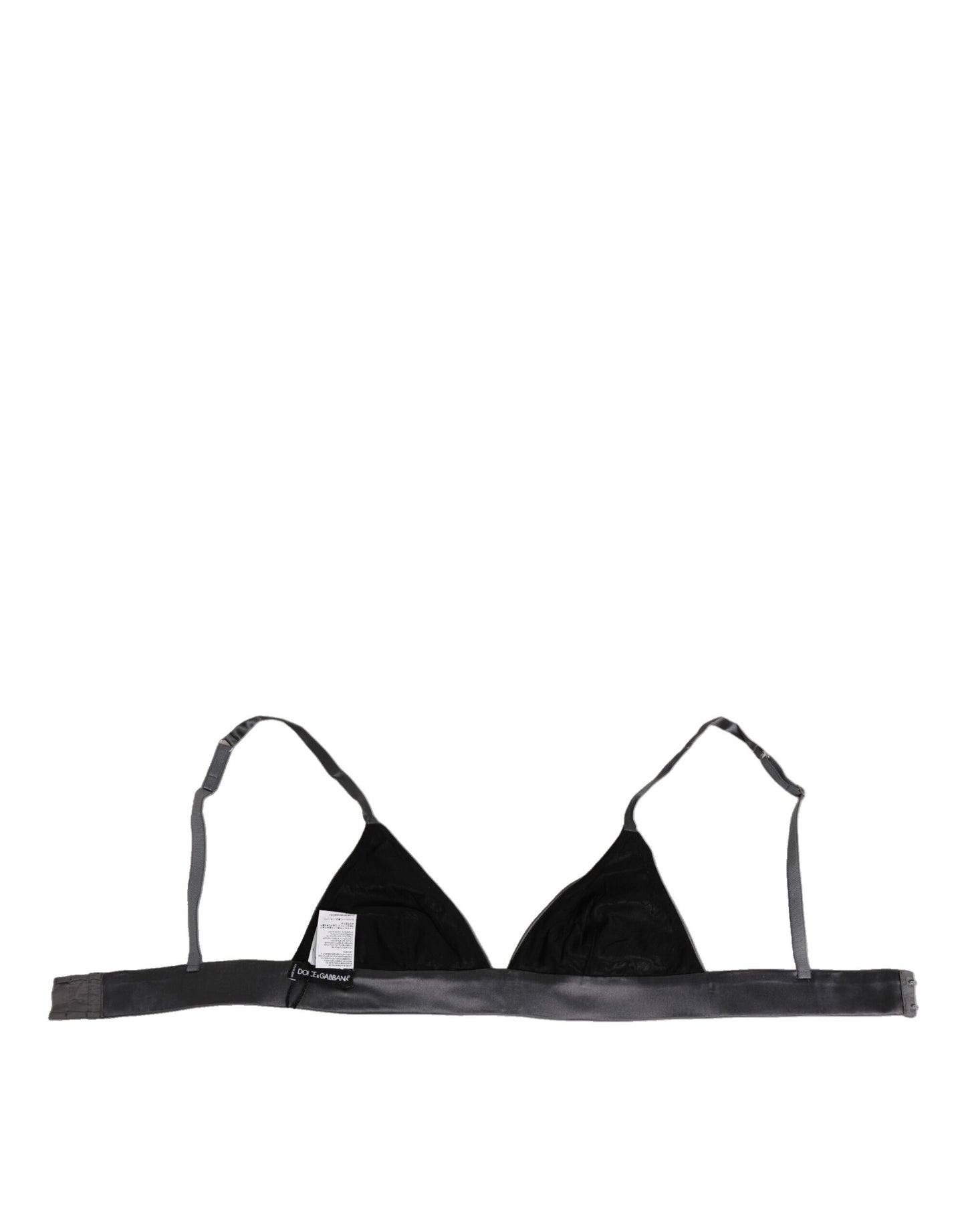 Dolce & Gabbana – Triangel-Unterhose aus schwarzem Seidensatin mit weichen Körbchen