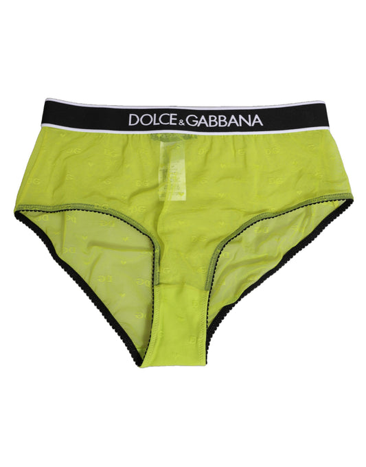 Dolce & Gabbana – Grüne Nylon-Unterhose mit Logobund