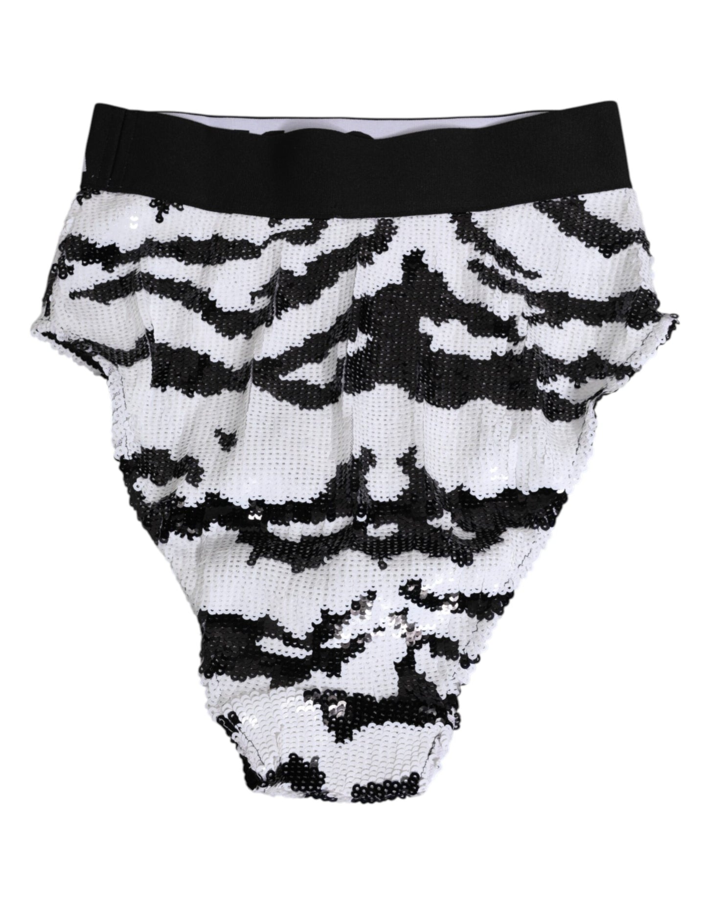 Dolce & Gabbana – Hoch taillierte Slip-Unterhose mit Pailletten in Schwarz und Weiß
