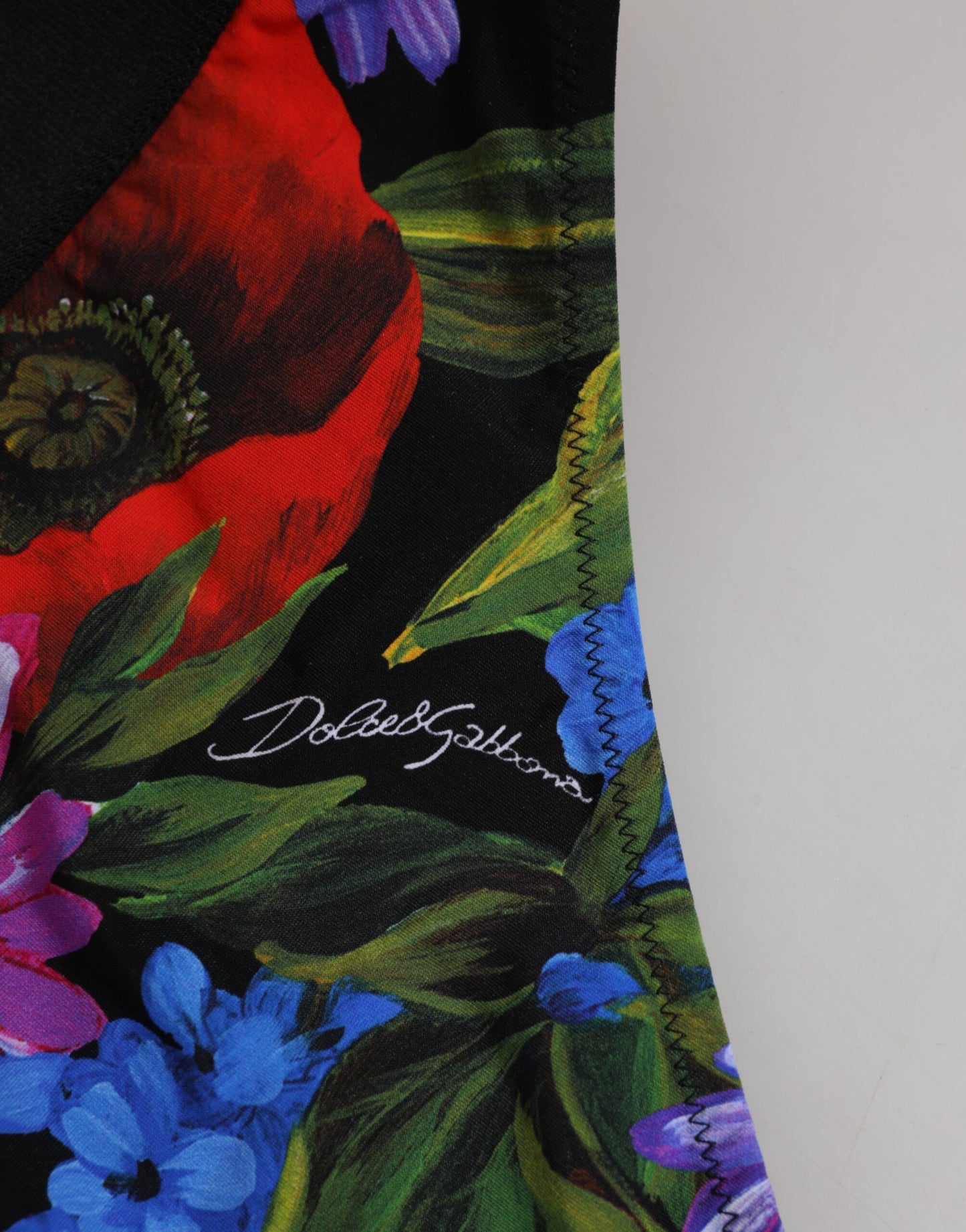 Dolce & Gabbana – Schwarze Höschen mit hohem Bund und Blumenmuster