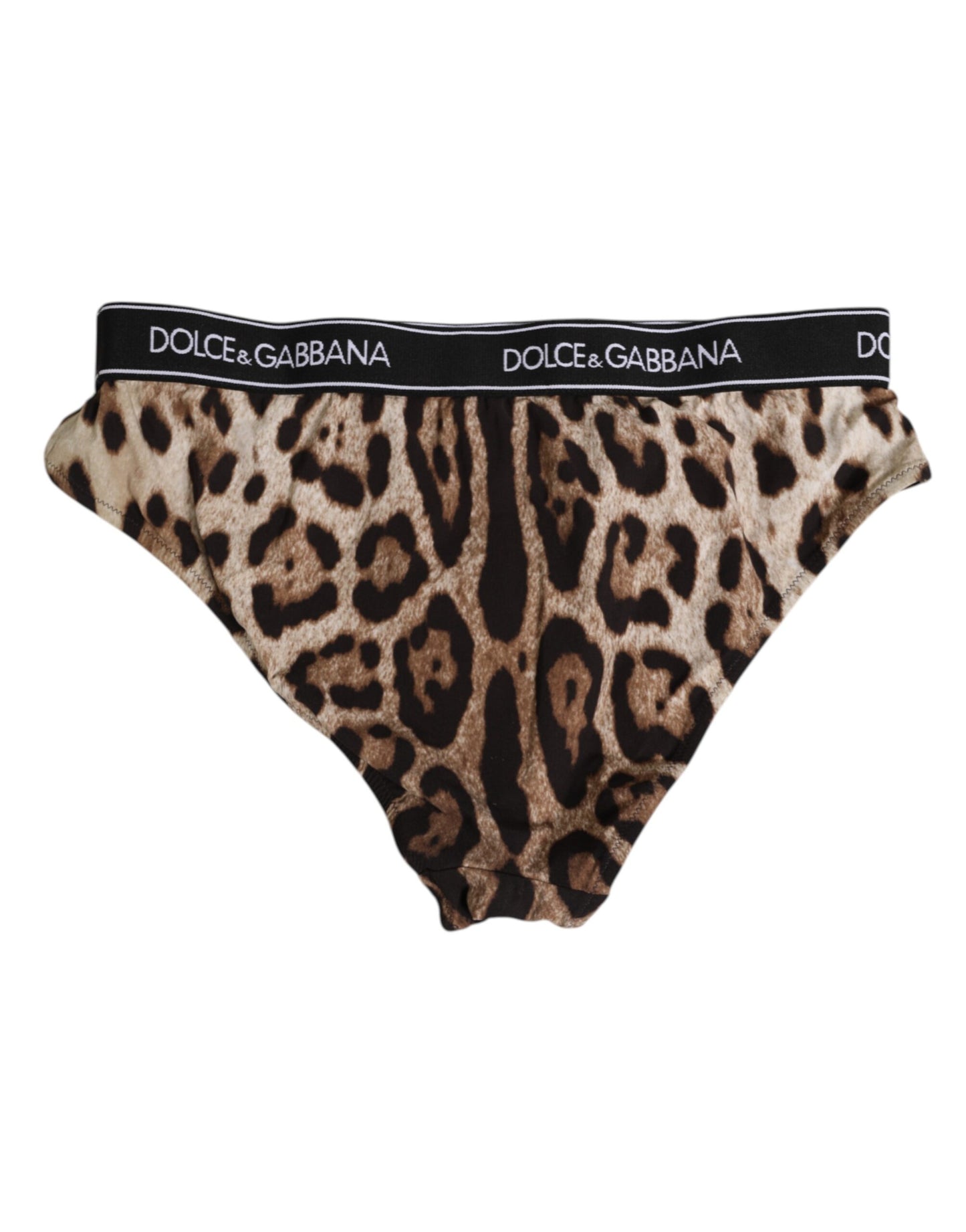 Dolce & Gabbana – Braune Nylon-Höschen mit Leopardenmuster und hoher Taille