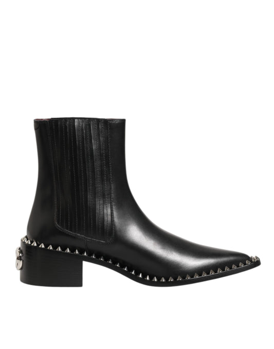 Dolce & Gabbana Schwarze Lederstiefel mit Nieten für Herren