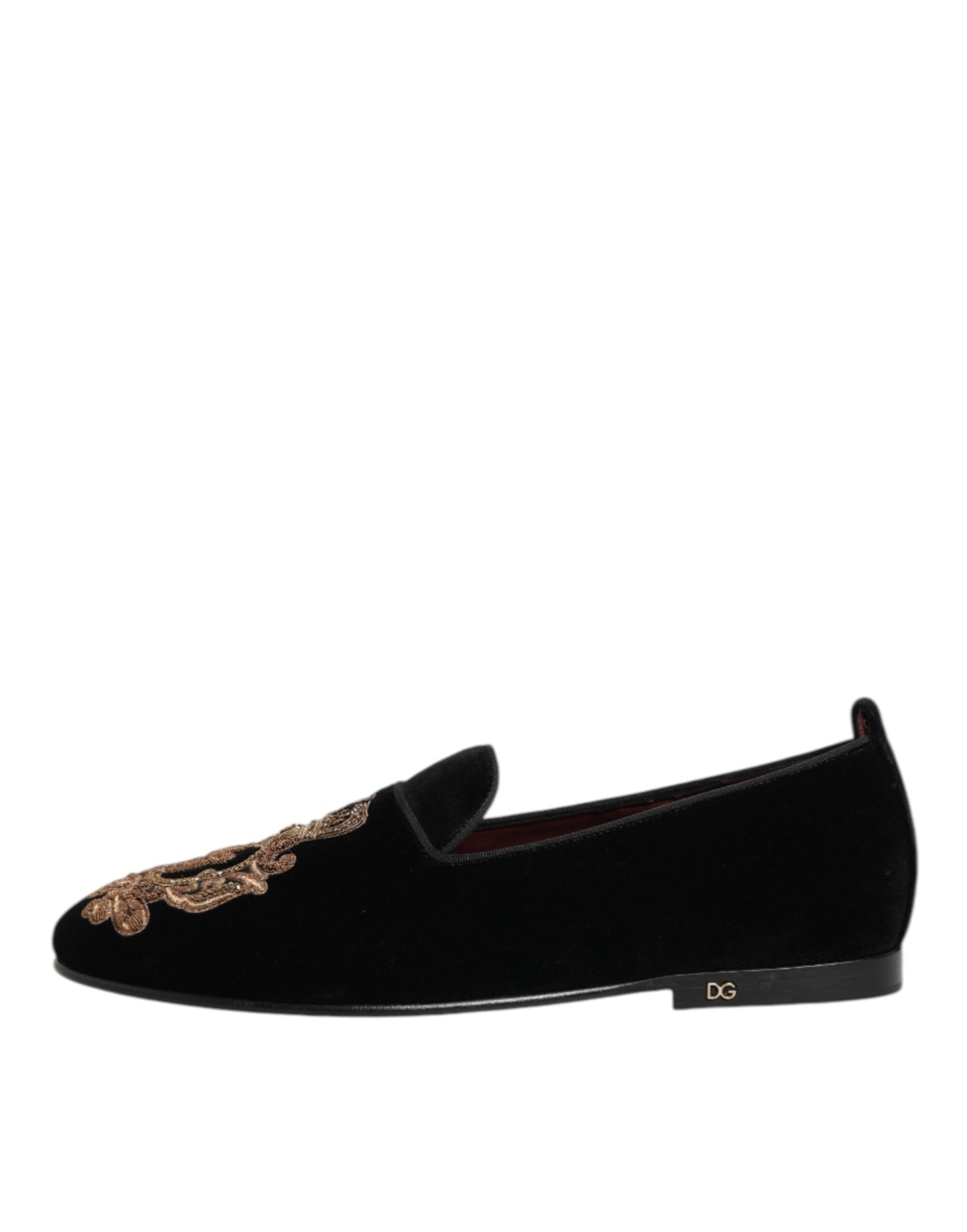 Dolce & Gabbana Herren-Loafer aus schwarzem Samt mit goldener Krone
